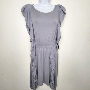 NEW - Dex grey rayon dress with ruffles. Size XS